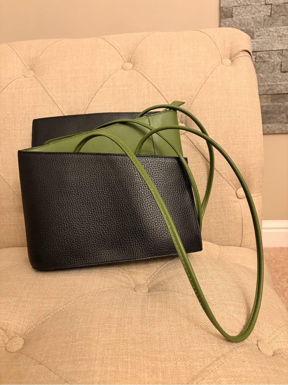 Green and Black Women’s Leather Shoulder Bag